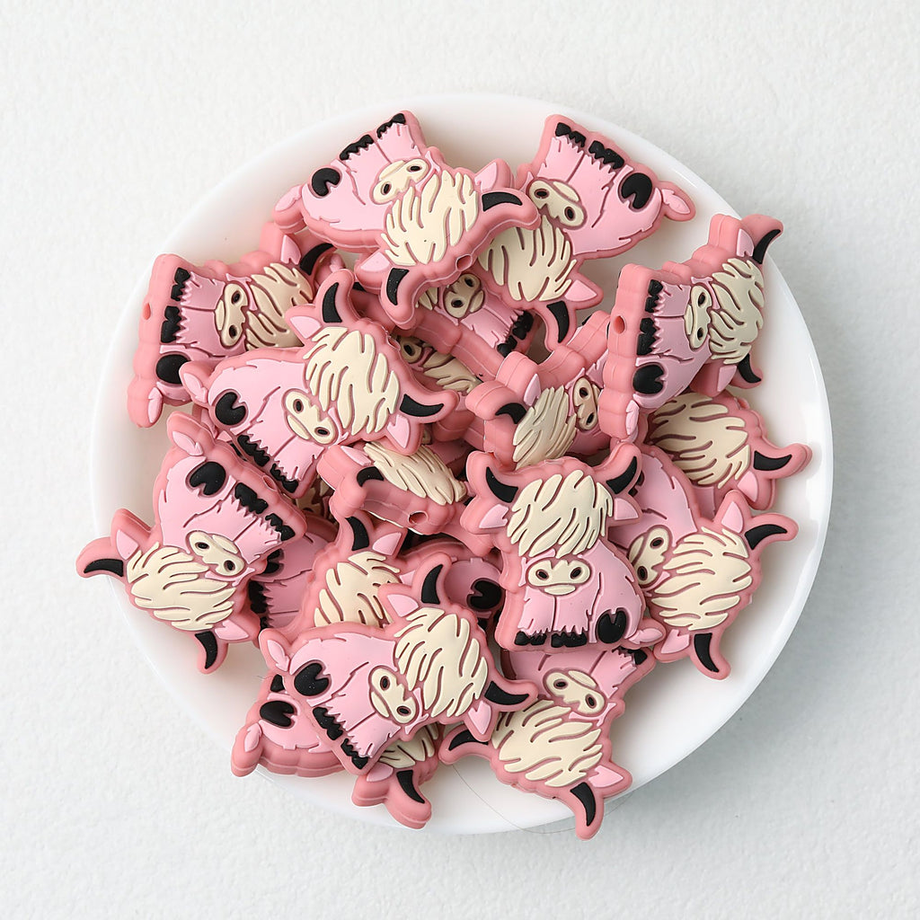 Highland Cow Silicone Focal Beads Colorful 20pcs