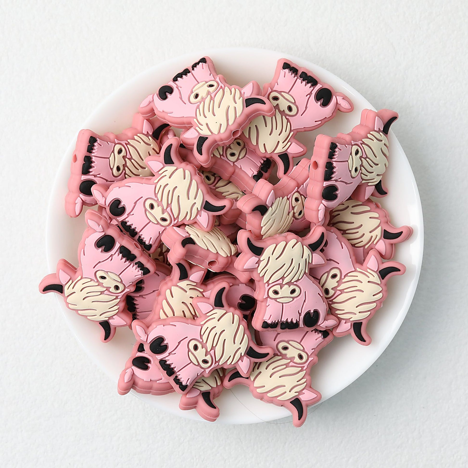 Highland Cow Silicone Focal Beads Colorful 20pcs