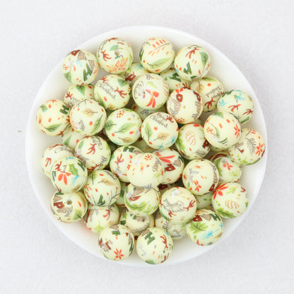 Christmas Theme 15mm Printed Silicone Round Beads 50pcs 2
