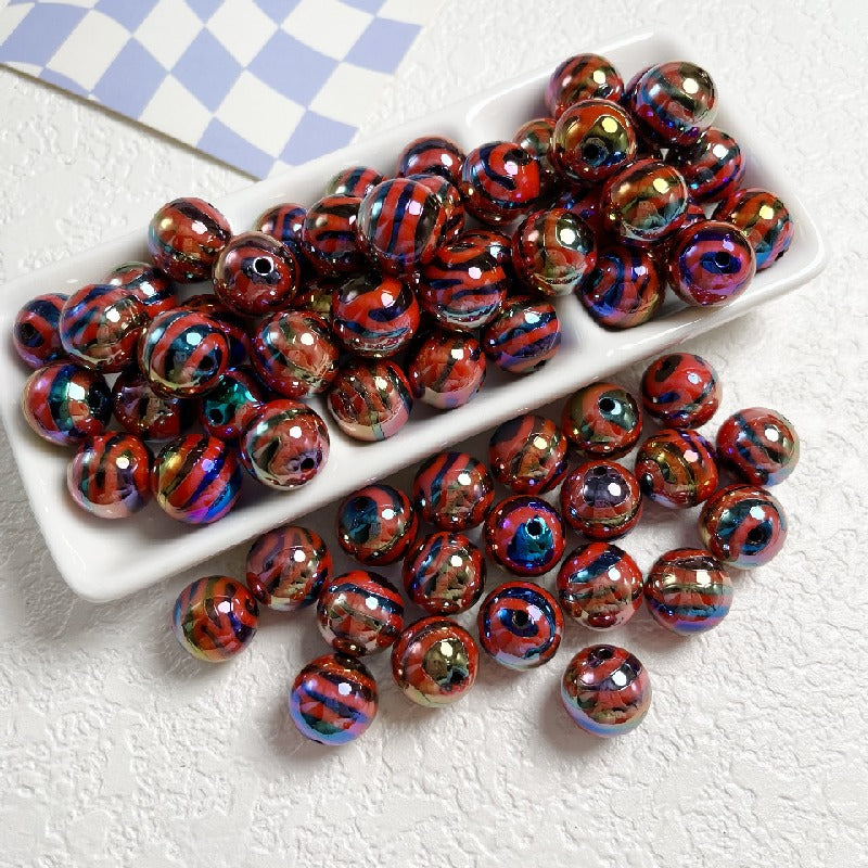 Zebra Stripe Acrylic Beads 16mm Printed UV Finish 10pcs 6