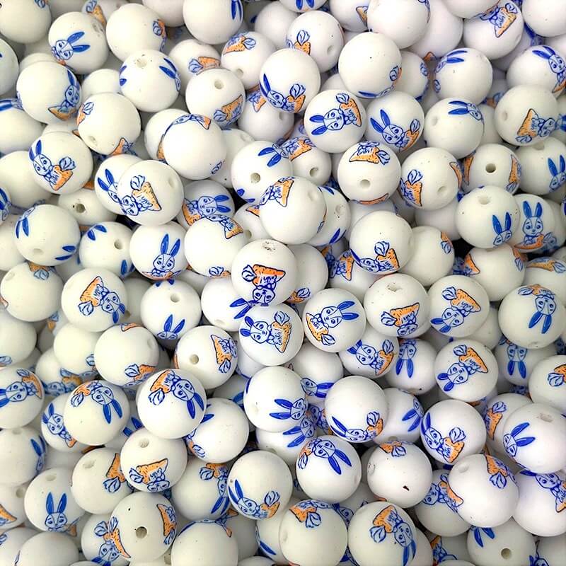 Easter 15mm Silicone Beads Yellow Red Color Egg Printed 50pcs 6