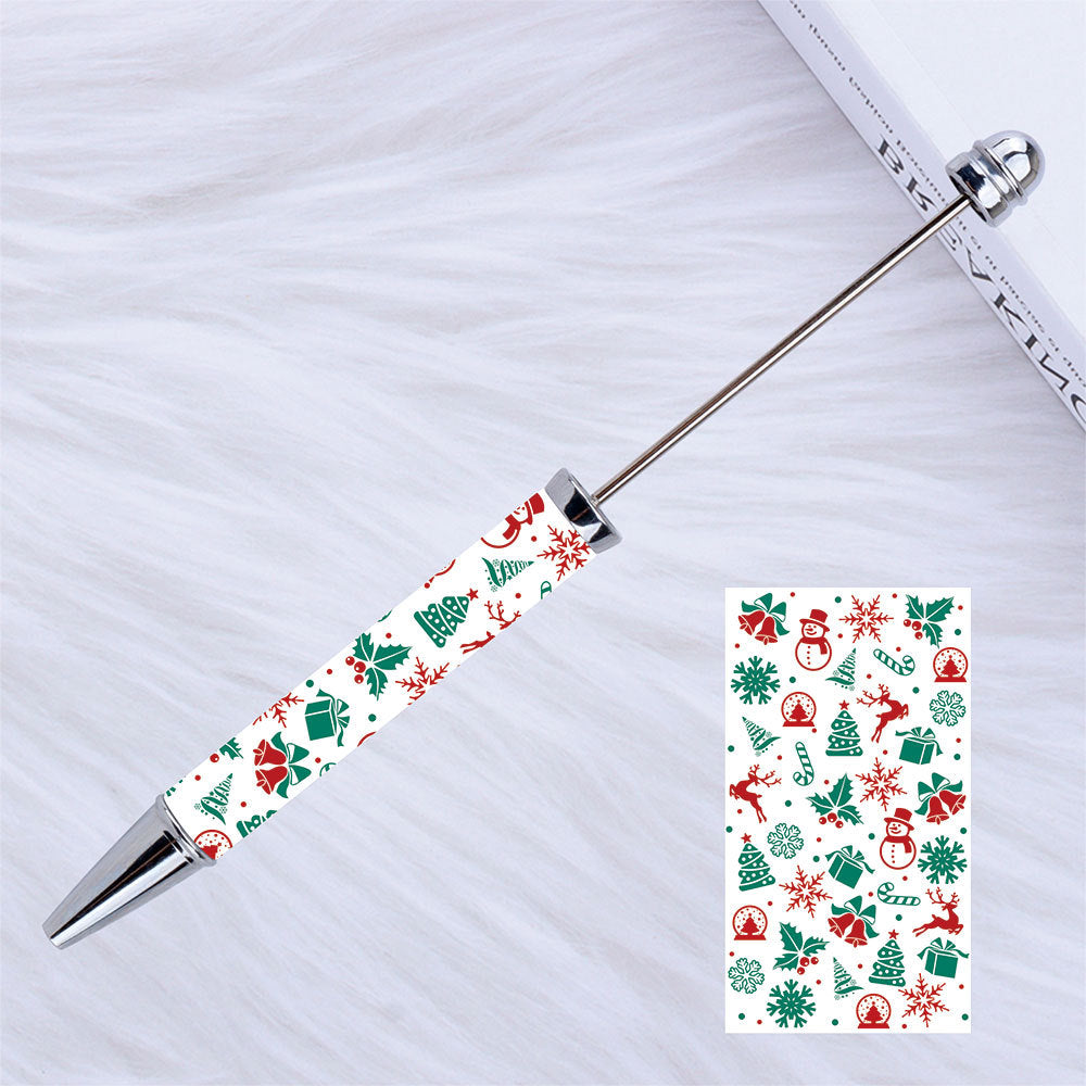 Beadable Pen Plastic Printed Pumpkin Ghost Spider Bat Halloween 2