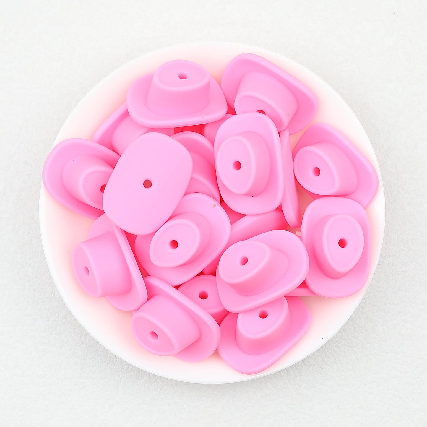 Western Style Silicone Cowboy Hat Focal Beads 20pcs - Pink