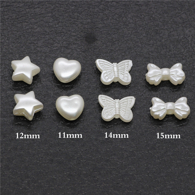 Pearl Butterfly and Star Acrylic Beads 11-15mm Imitation Pearl 100pcs 2