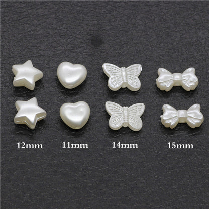 Pearl Butterfly and Star Acrylic Beads 11-15mm Imitation Pearl 100pcs 2