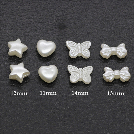 Pearl Butterfly and Star Acrylic Beads 11-15mm Imitation Pearl 100pcs 2