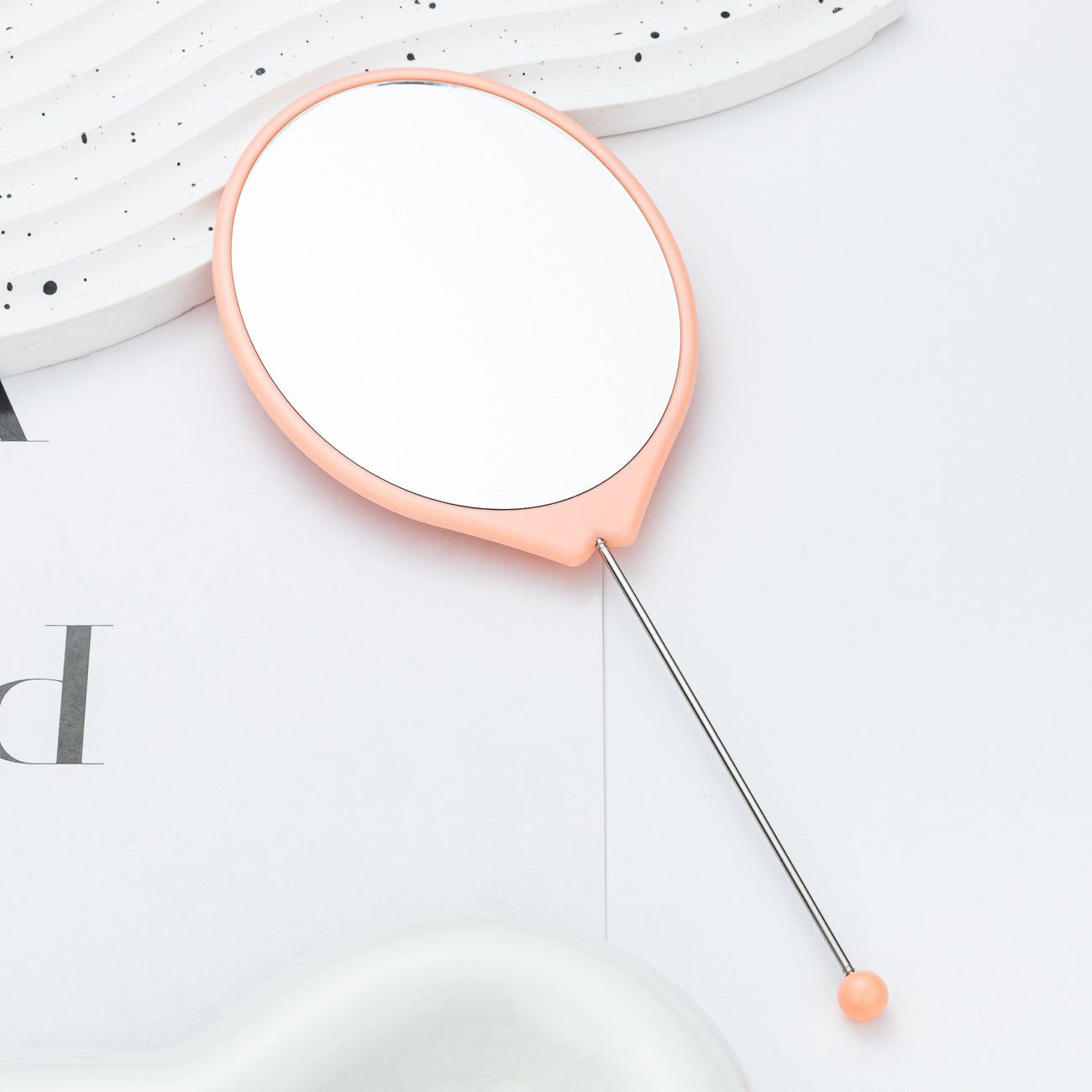 Beadable Plastic Mirror Handheld Oval