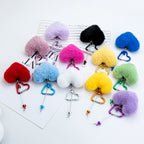 Beadable Metal Keychains With Heart Pom Poms