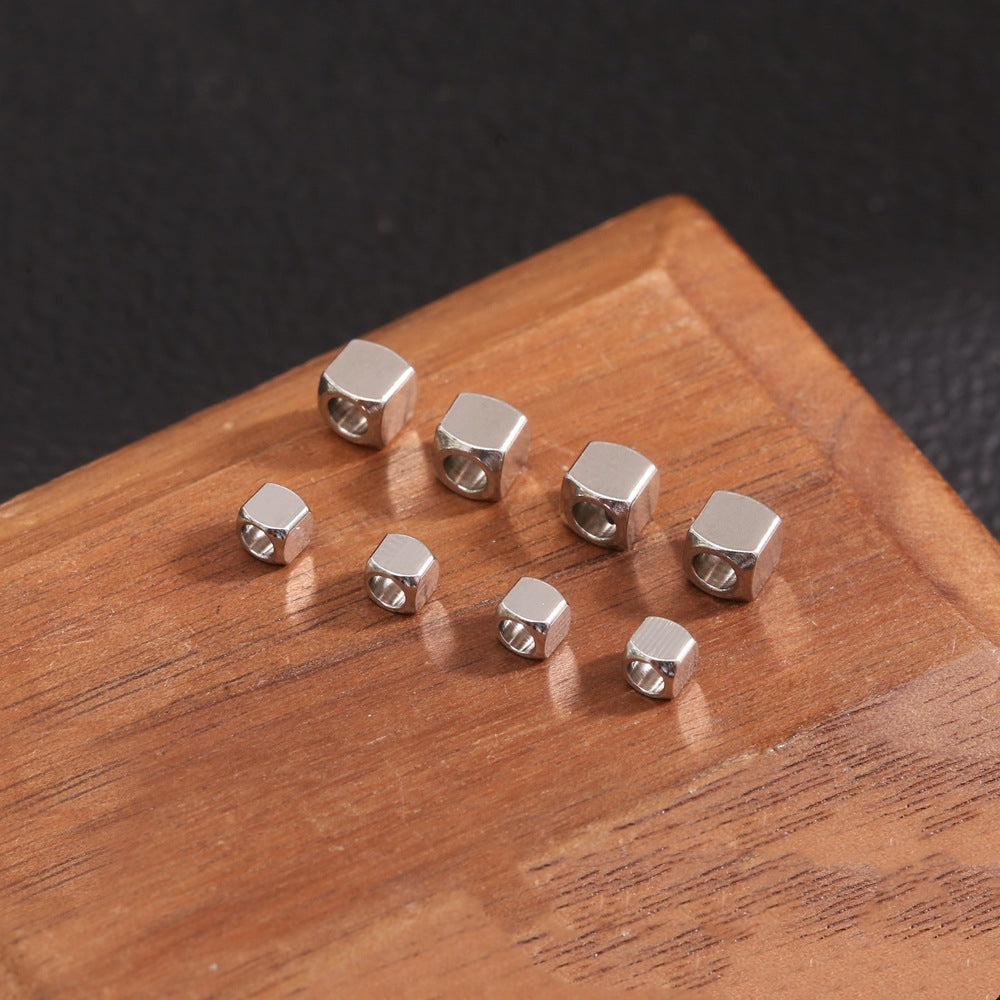 Stainless Steel Square Metal Beads 3mm 4mm Chamfered Polished 100pcs 2