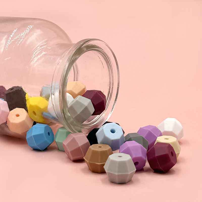 18mm Faceted Silicone Beads Colorful Geometric Shape 50pcs 2
