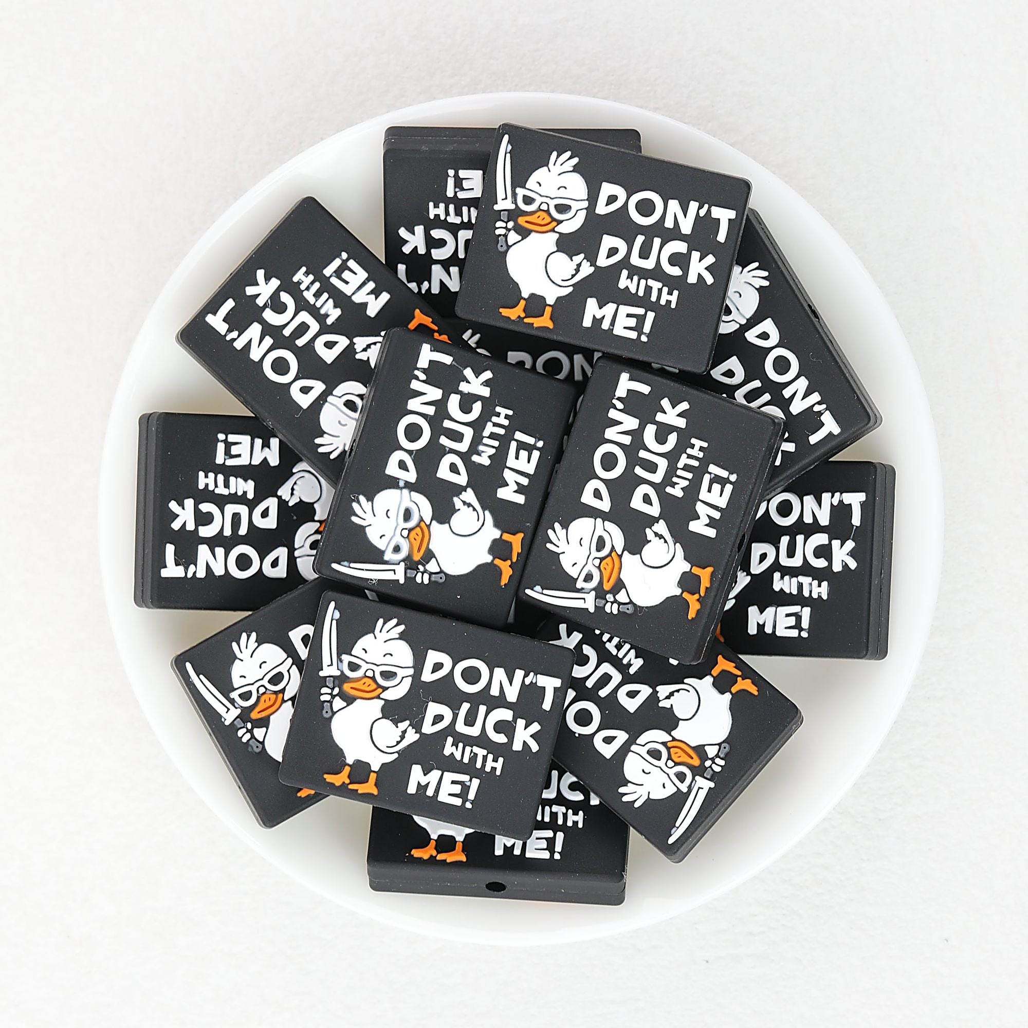 Silicone Focal Beads Handsome Ducks Black Sunglasses Sword 20pcs