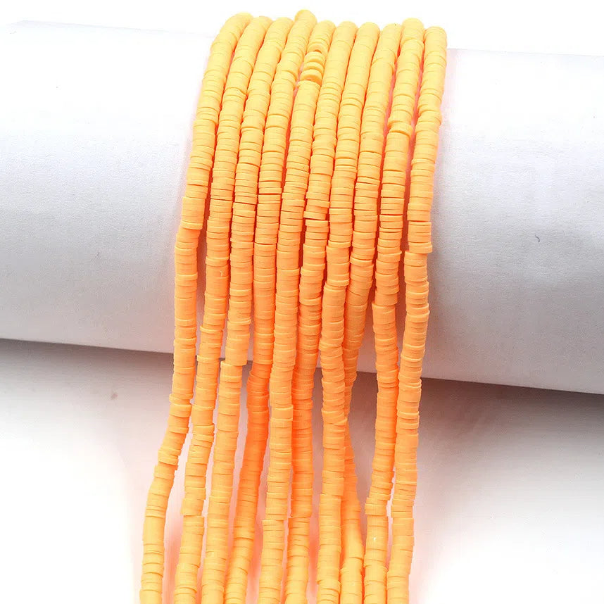 Flat Clay Beads 4mm Solid Color Polymer Disc 10strands 35