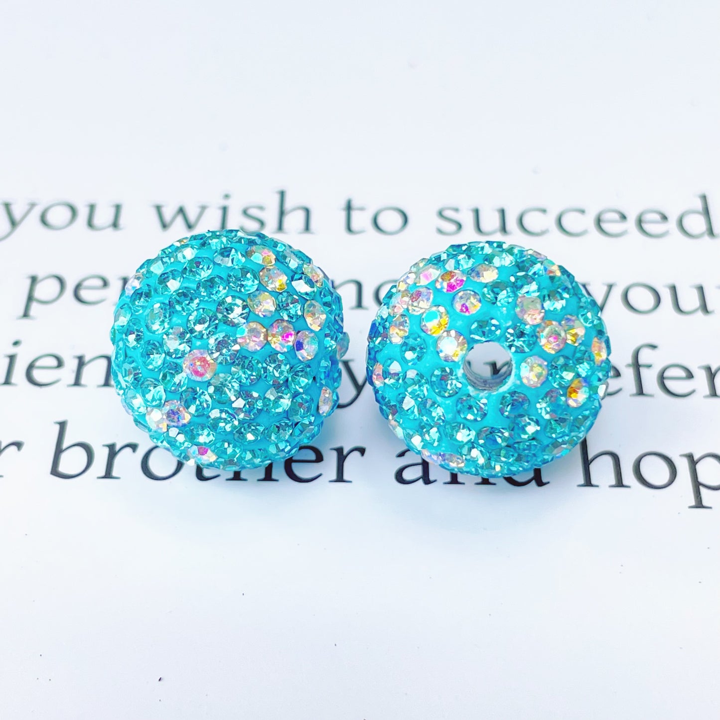 Colored Clay Ball Rhinestone Beads 16mm Glass Glaze 20pcs 8
