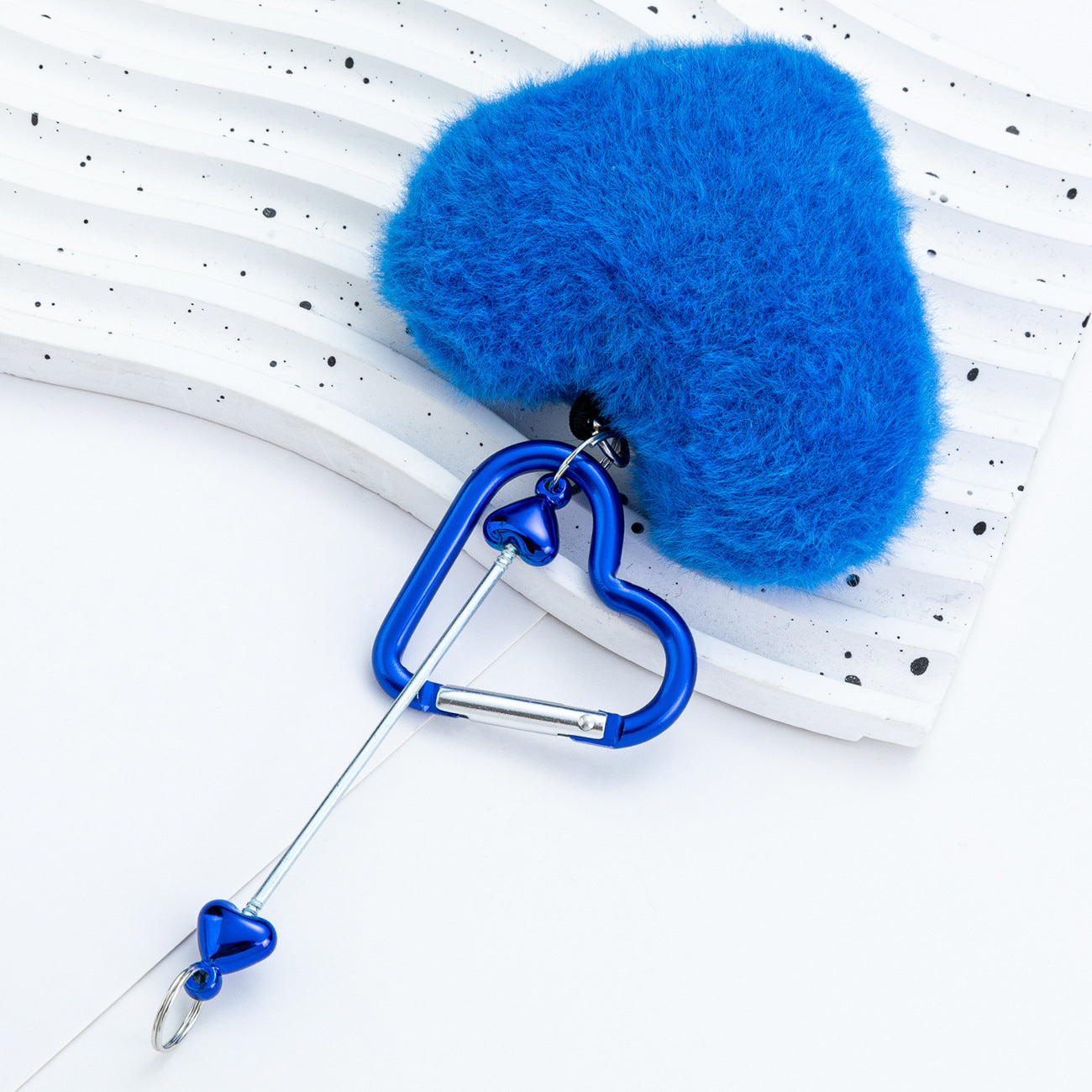 Beadable Metal Keychains With Heart Pom Poms