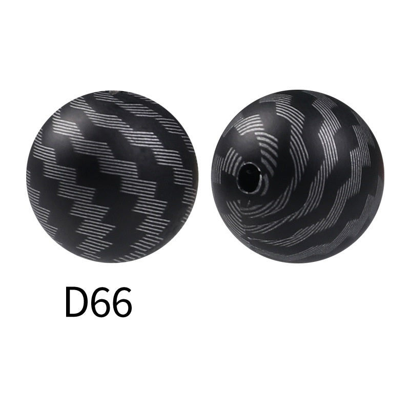50Pcs 15mm Colored pattern printed silicone beads 68
