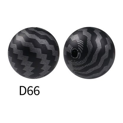 50Pcs 15mm Colored pattern printed silicone beads 68