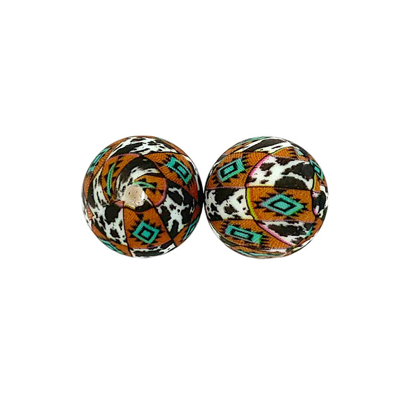 15mm Printed Silicone Beads Daisy Polka Dot Patterns 50pcs 4