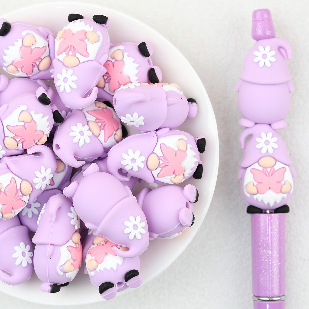 3D Pink Butterfly Dwarf  Silicone Focal Beads 20Pcs 