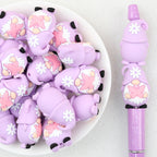 3D Pink Butterfly Dwarf  Silicone Focal Beads 20Pcs 