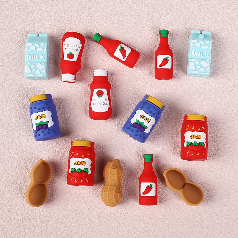 Silicone 3D Focal Beads Jam Bottle Mini Jars Bright Colors 20pcs 5