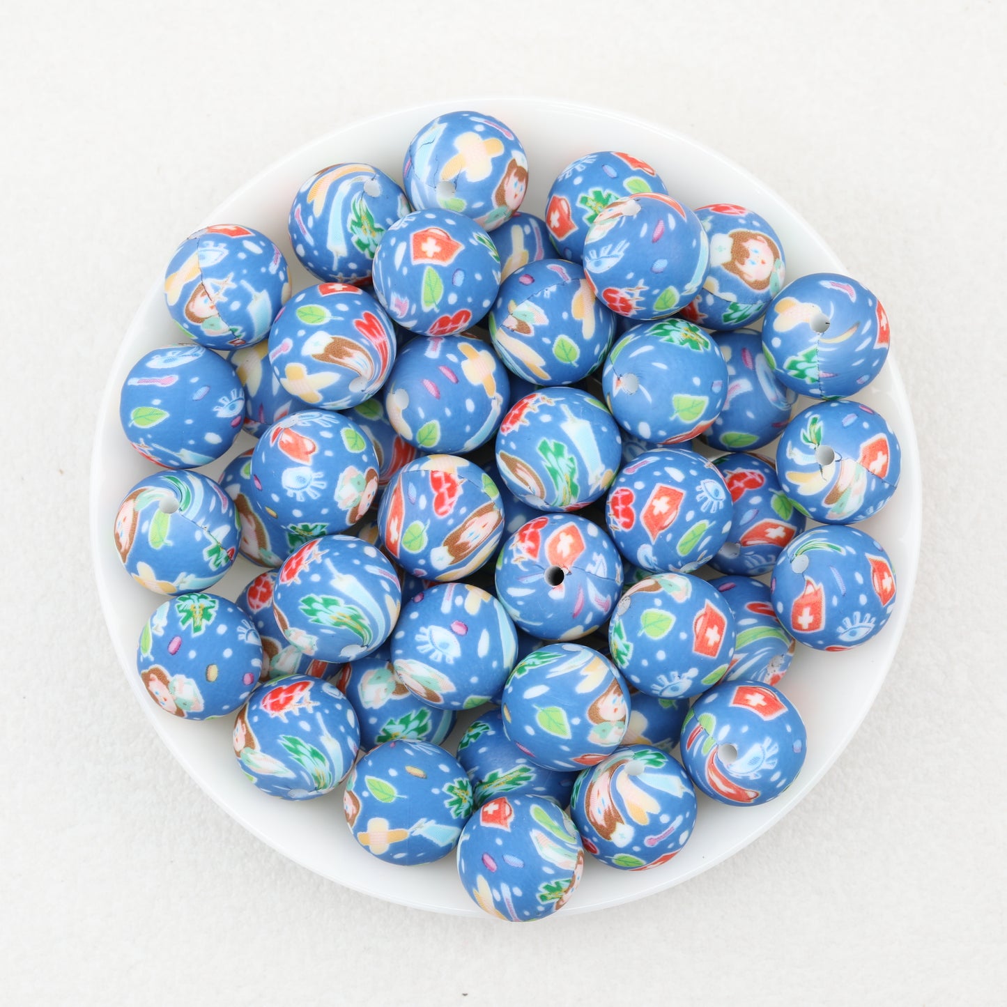 Nurse Theme 15mm Printed Silicone Beads 50pcs 5