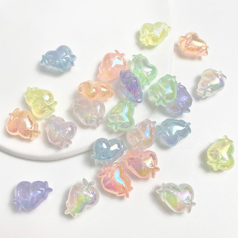 UV Finish Heart Star Acrylic Beads 14x20mm Glow In The Dark 50pcs 5