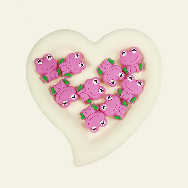 Silicone Focal Beads Frog Smiling Face Sitting Pose 10pcs 15