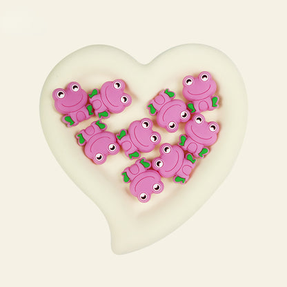 Silicone Focal Beads Frog Smiling Face Sitting Pose 10pcs 15
