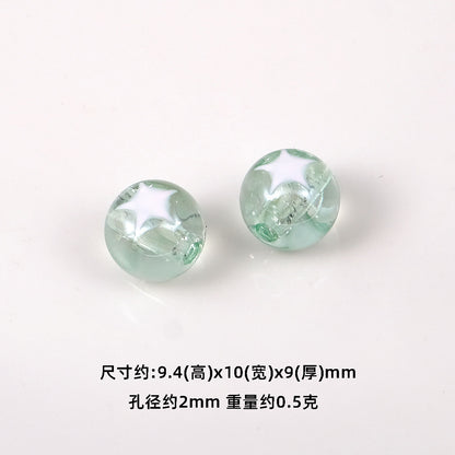 Star Pattern 10mm Acrylic Round Beads Shiny Surface 20pcs 14