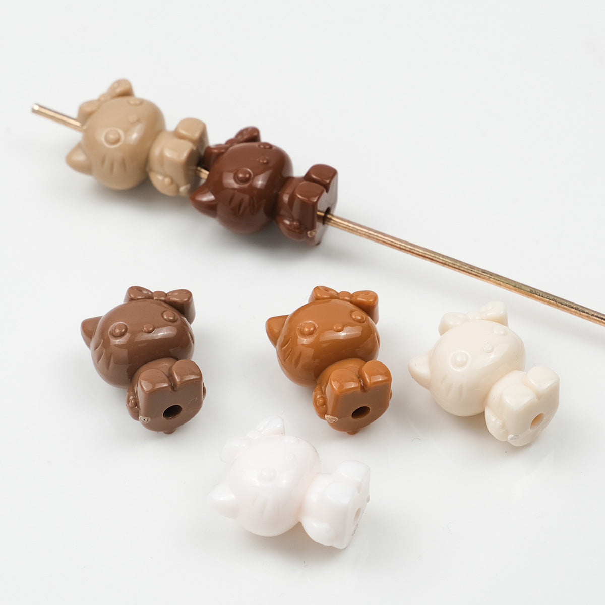 Maillard Color Hello Kitty Acrylic Beads 19mm Glossy Coffee Tones 50pcs 2