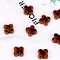 Leopard Pattern Heart Star Flower Resin Beads 15-19mm Glossy 10pcs 8