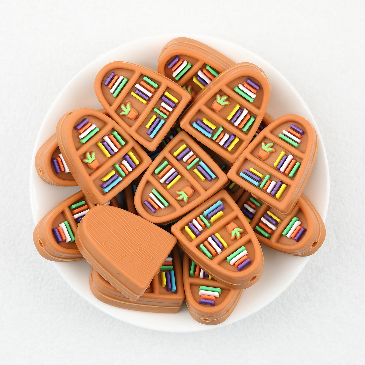 3D Bookshelf Silicone Focal Beads 20Pcs  4