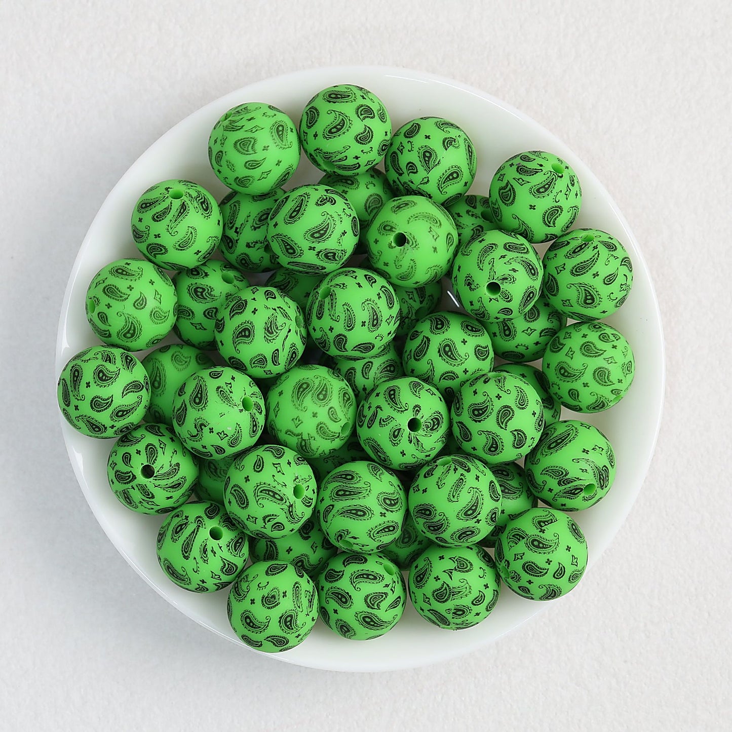 15mm Paisley Pattern Priented Silicone Round Beads 50pcs - Color 6