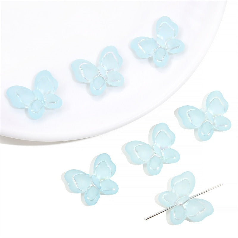 Transparent Frosted Butterfly Acrylic Beads 21x18mm Pastel Colors 20pcs 10