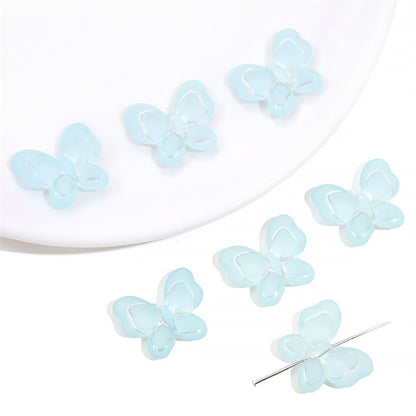 Transparent Frosted Butterfly Acrylic Beads 21x18mm Pastel Colors 20pcs 10