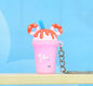 Soft Rubber Milk Tea Drink Keychain with Donut Ears and Dripping Tops 7