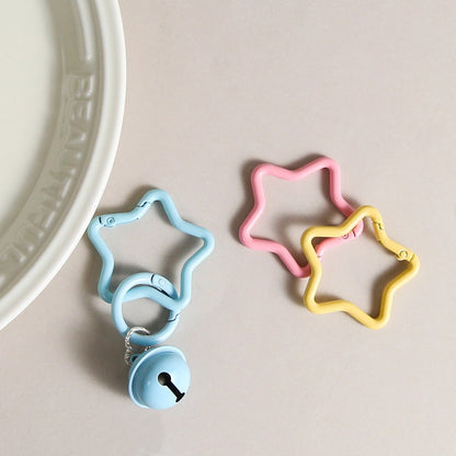 Zinc Alloy Star Trigger Spring Key Rings 41mm Baking Painted 6pcs 2