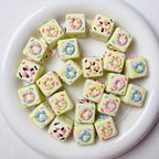 Hand Painted Square Acrylic Beads 16mm Cute Macaron 5pcs 2