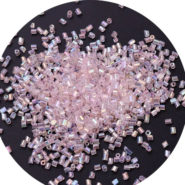 Iridescent Seed Bugle Glass Beads 3mm Mixed Colors 3000pcs 4