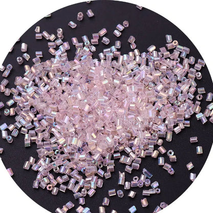 Iridescent Seed Bugle Glass Beads 3mm Mixed Colors 3000pcs 4