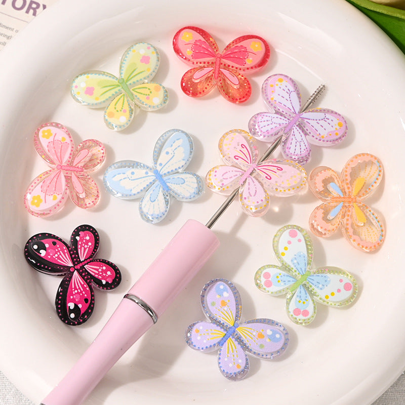 Butterfly Shaped Acrylic Beads Chunky Radiant 29mm 10pcs 2