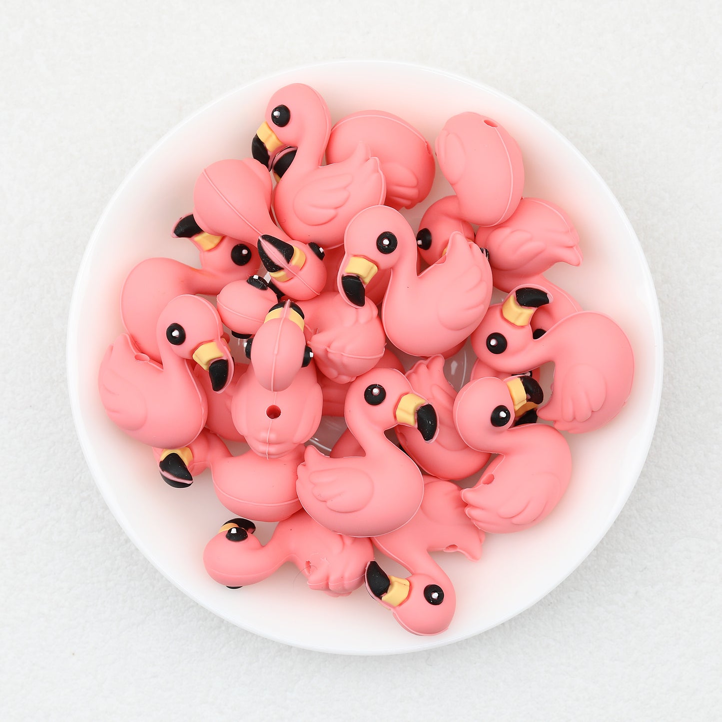 Cute 3D Flamingo Silicone Focal Beads Pink 20pcs 5