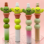 3D Cute Cactus Planter Silicone Focal Beads Green Shades 20pcs