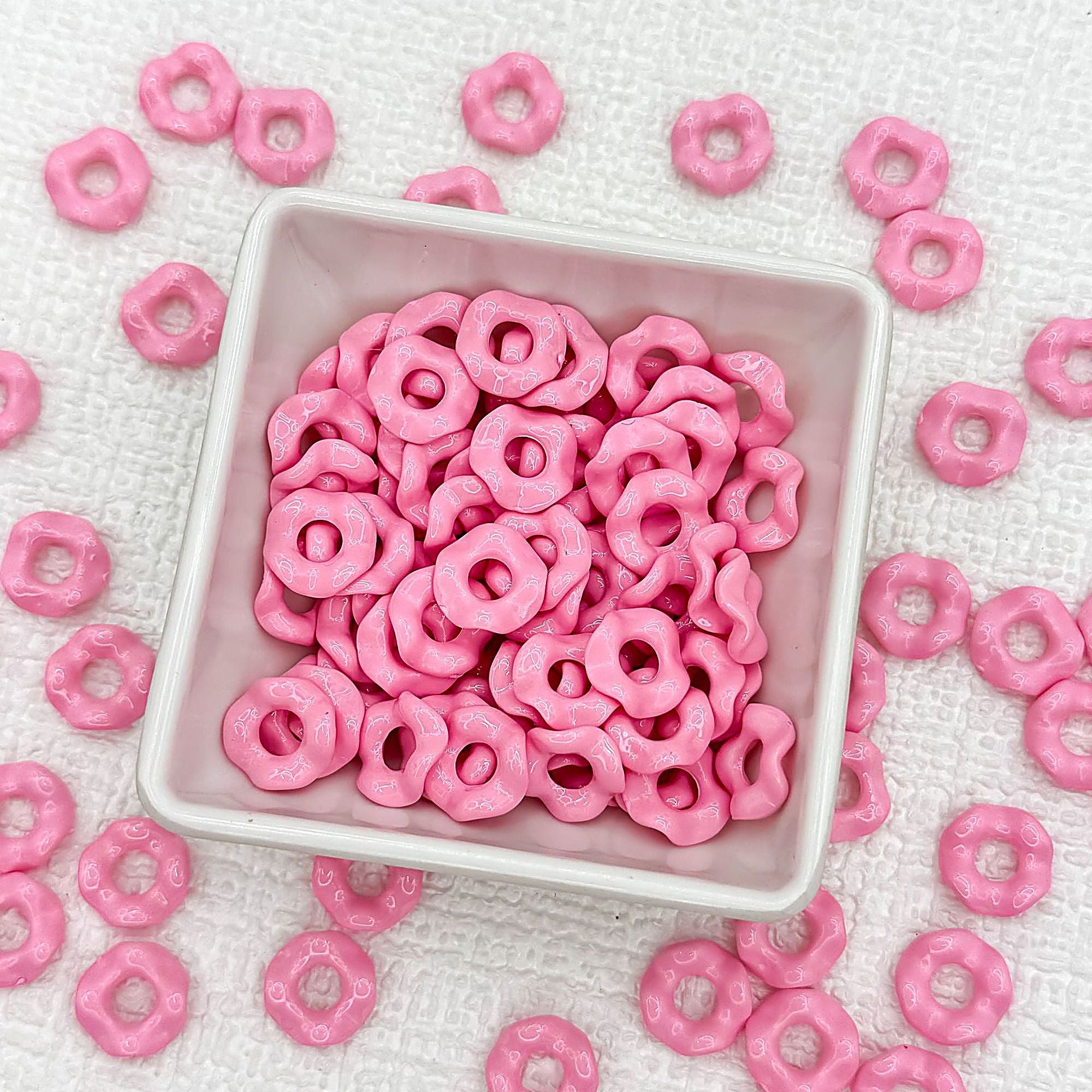 Acrylic Wavy Spacer Beads 12mm Baking Painted Colorful 50pcs - peach red