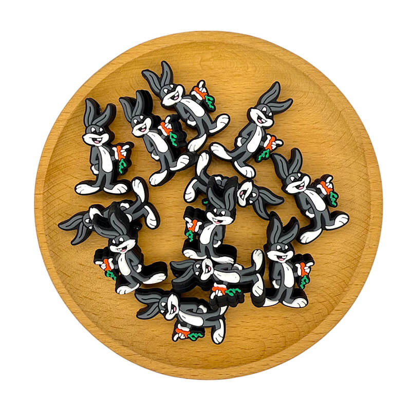 Silicone Focal Beads Long Ear Rabbit Holding Carrot 20pcs 2