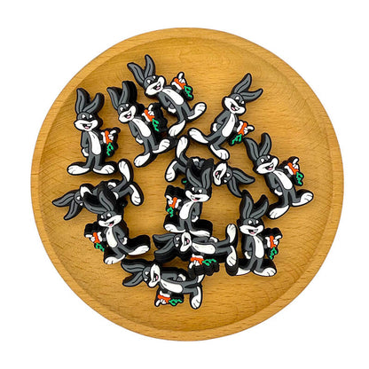 Silicone Focal Beads Long Ear Rabbit Holding Carrot 20pcs 2
