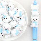 3D Winter Blue Scarf White Fox Silicone Focal Beads