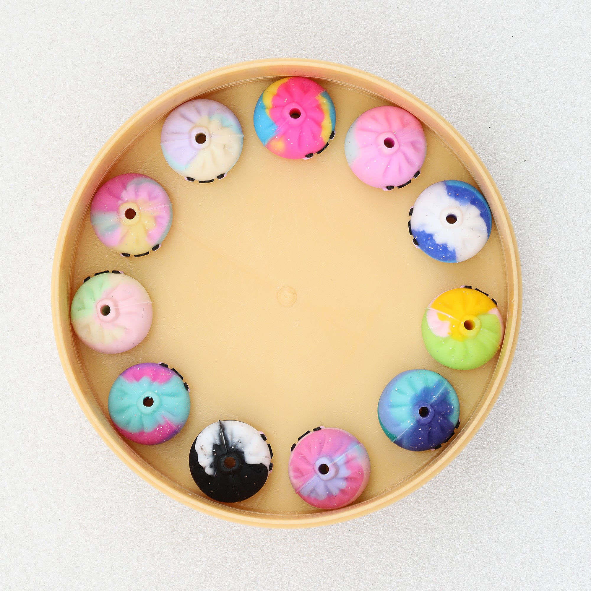 Colorful 3D Glittered Silicone Steamed Stuffed Bun Focal Beads 20pcs 4