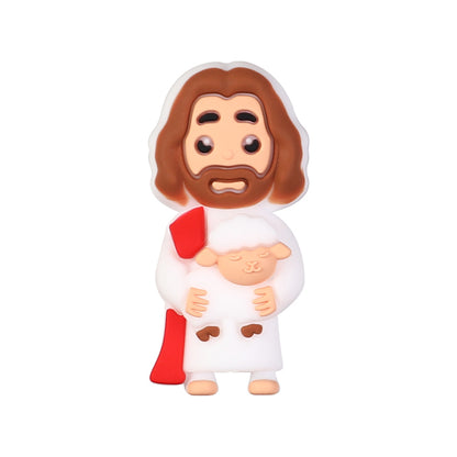Silicone 3D Focal Beads Jesus Church Nun Virgin Mary Holding Lamb 20pcs 15