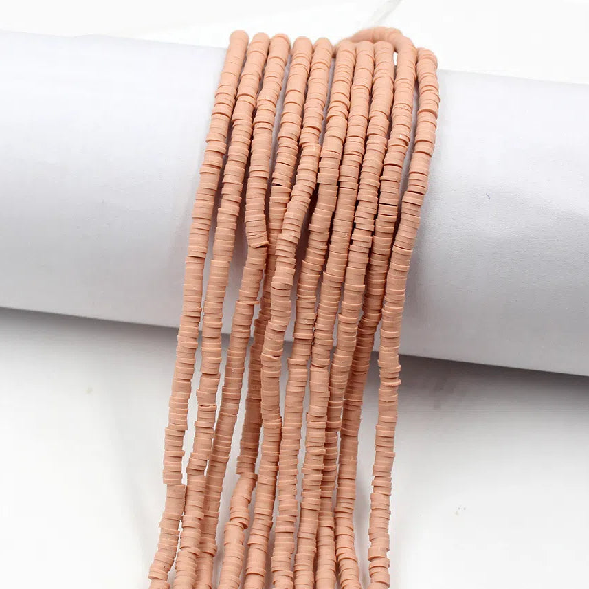 Flat Clay Beads 4mm Solid Color Polymer Disc 10strands 33